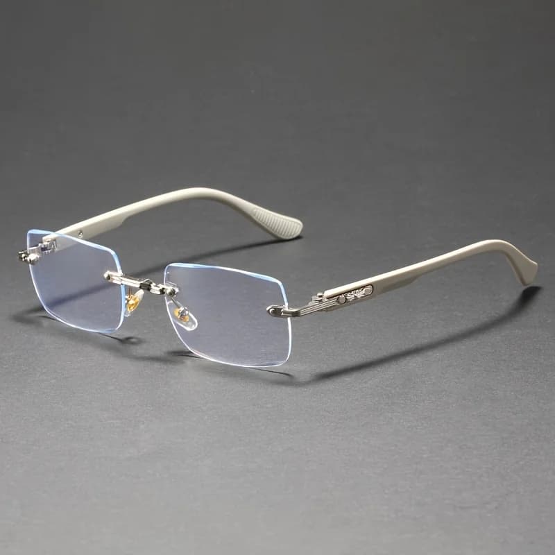 New frameless fashion glasses, Y2K design, unisex business fashion glasses, classic trendy flat glasses