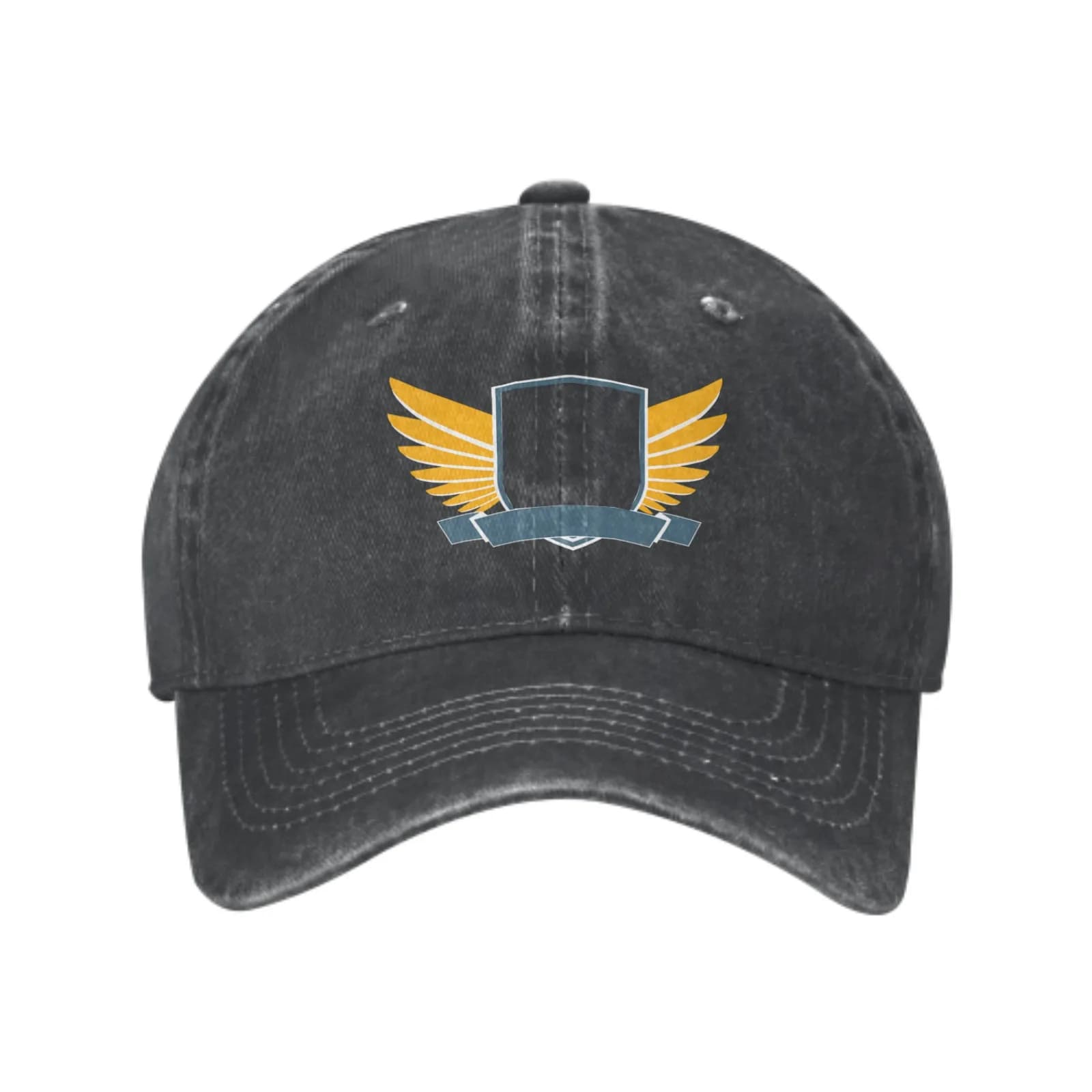 Baseball cap with logo shield yellow Adult jeans hat Cotton fashion cap Outdoor summer travel sunglasses Daily fishing sun Hats