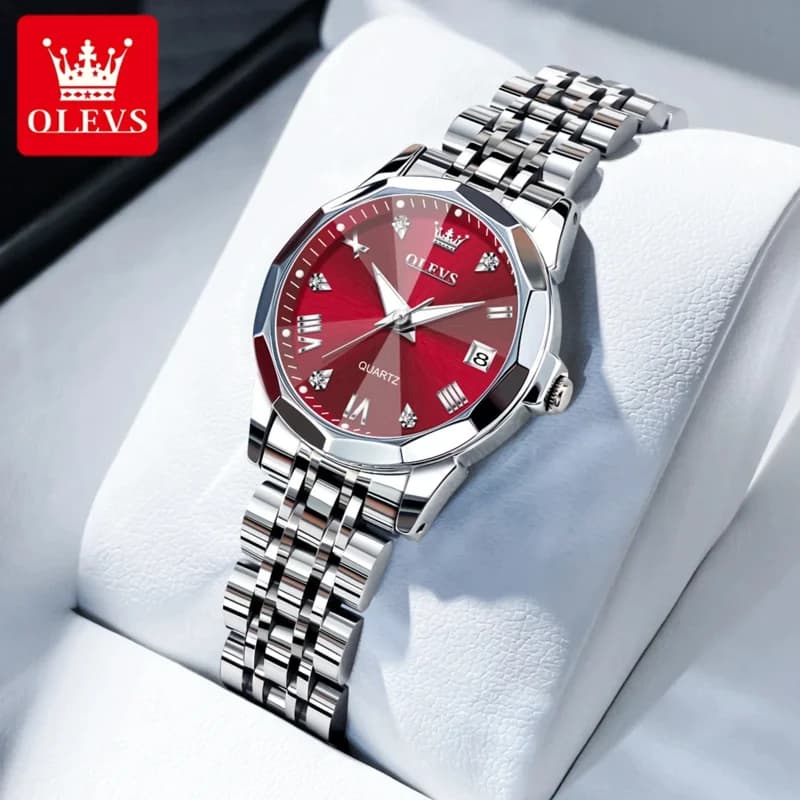 Orologio OLEVS 9931 Elegance da donna in acciaio inossidabile con calendario, sportivo, di lusso, luminoso, al quarzo.