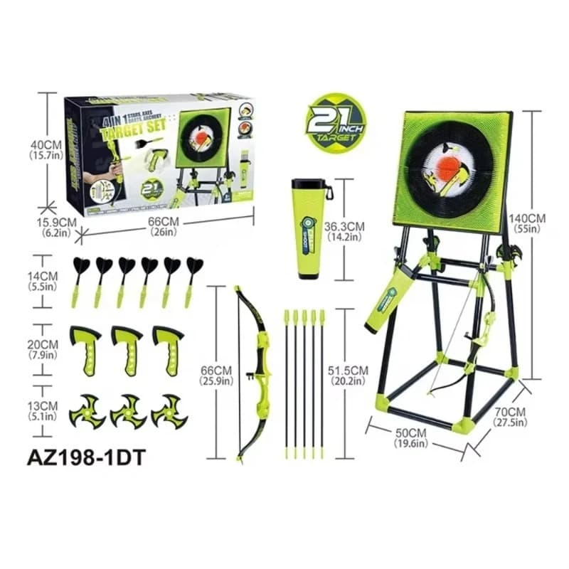 4-in-1 Throwing Target Game Set Includes Axe, Darts, Stars, and Archery Darts Shooting Game Toys
