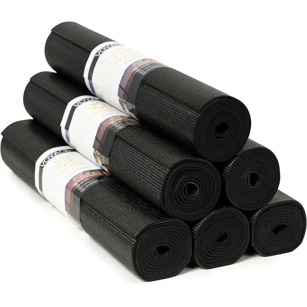 Set di 6 Tappetini Yoga, 72 x 24,5 mm di Spessore, Resistenti, Antistrappo, Antiscivolo, Ideali per Uso in Studio e Palestra