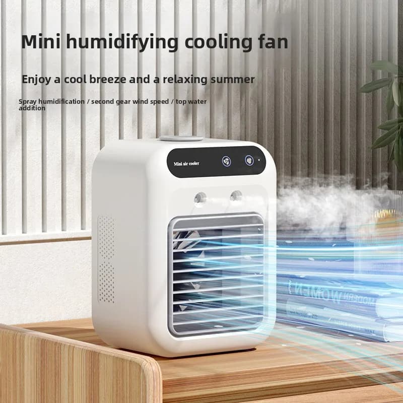 HUIBAOGE portable air conditioning fan for dormitories, spray cooler, humidifying electric fan, desktop mobile cooling fan Home