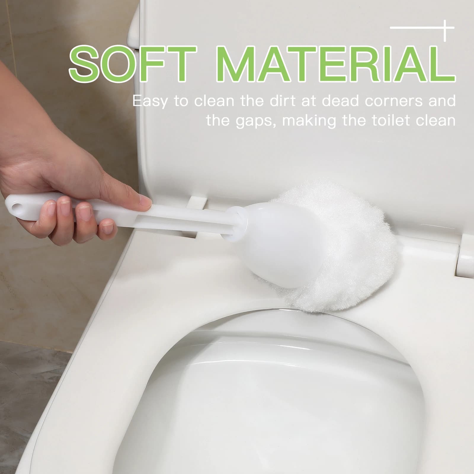 Set di 5 Spazzole per WC con Manico, Setole Morbide e Dense, Design con Sgocciolatoio a Pressione per Pulizia Domestica e Commerciale, Ampia Applicazione