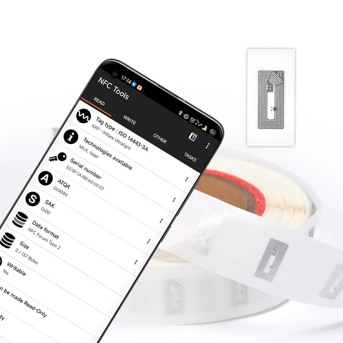 Tag RFID NTAG213 Adesivo NFC 13,56 MHz 144 byte Schede NFC scrivibili Natg 213