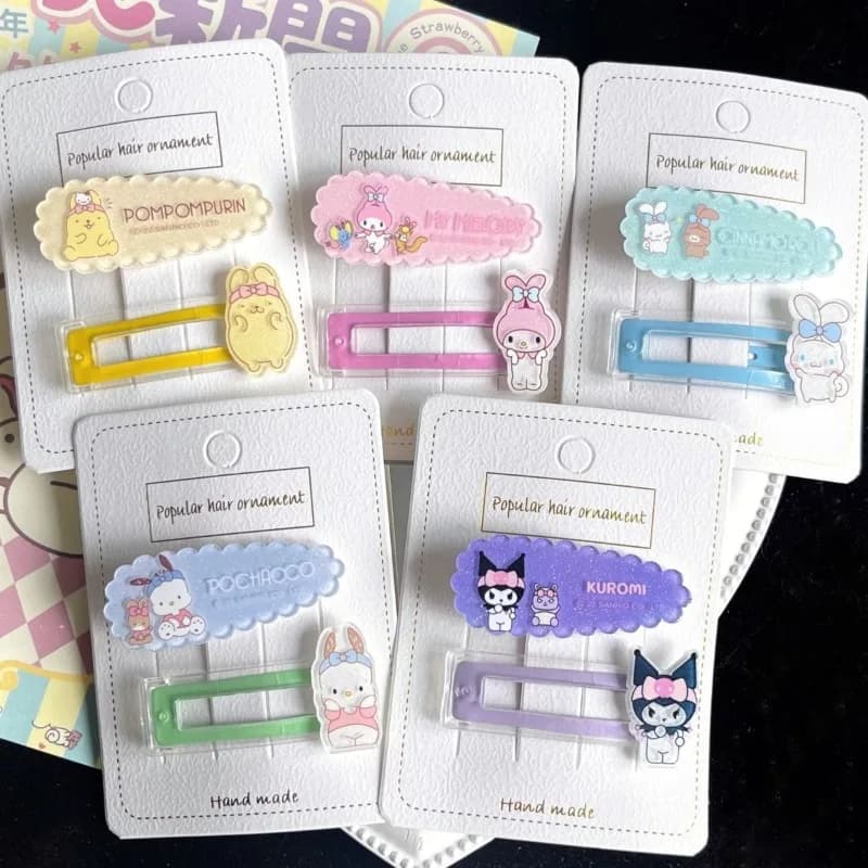 Nuovo Set di Due Fermagli per Capelli Kawaii Sanrio Cartoon, Accessori per Capelli Carini e Dolci Jade Guigou, Regalo per Ragazze