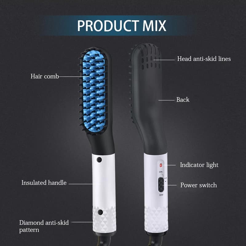 Portable beard straightening device comb electric curling iron straightening iron heating comb men's straightening iron