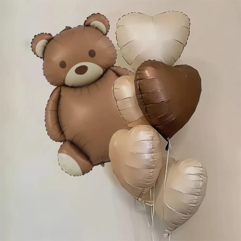 6 pezzi di orsacchiotto smerigliato retrò amore foil palloncino ad elio set festa di compleanno cerimonia di laurea benvenuto decorazione festa del bambino giocattoli