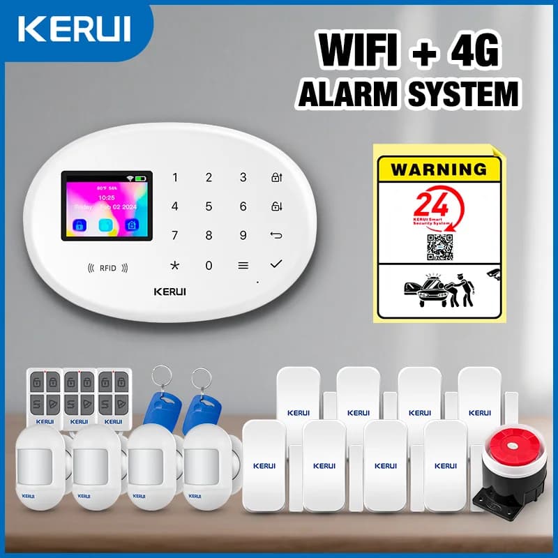 KERUI Sistema di Allarme Per La Casa WiFi 4G GSM Allarme Antifurto di Sicurezza 433 MHz Sirena Senza Fili Tuya Smart Motion Detector Sensore W204