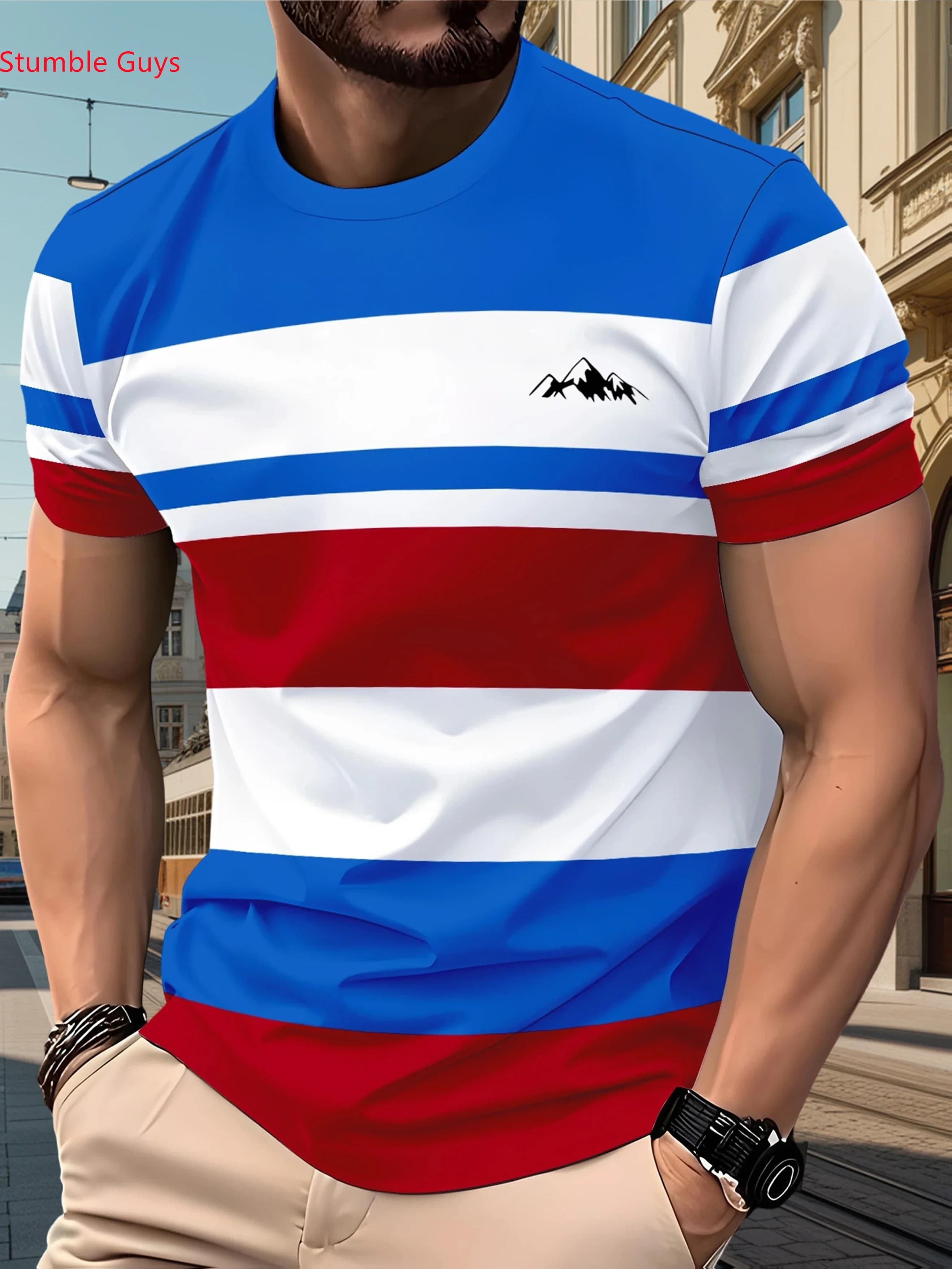 T-shirt casual da uomo a maniche corte stampata, moda estiva, abbigliamento sportivo in jersey traspirante ad asciugatura rapida