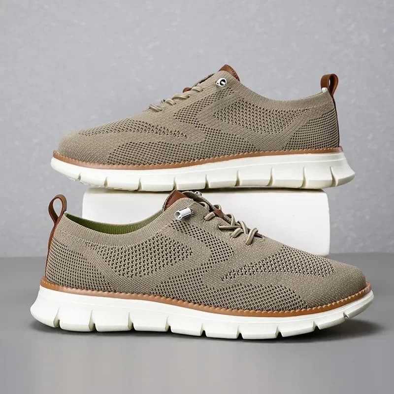 Lightweight Lace-Up Casual Men's Shoes Breathable Flying Loafers Men's Large Size Versatile Business Mesh Light Comfortable