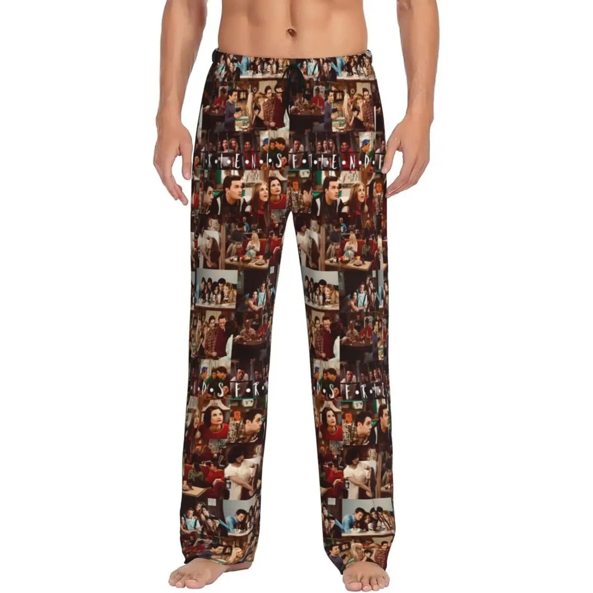 Custom Men's Friends Pajama Pants Printed Sitcom TV Show Sleep Sleepwear Bottoms with Pockets