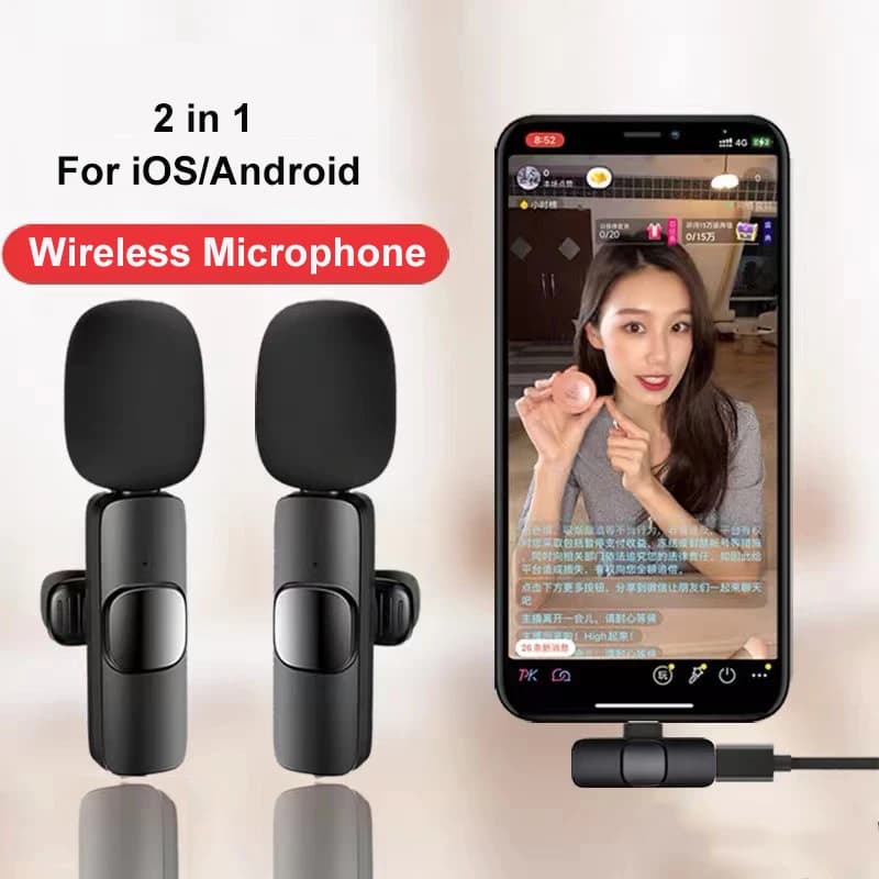 Microphone Wireless Lavalier Portable Microphone for Audio Recording Video for iPhone Android Phone Mobile Broadcast Live Game Microphone