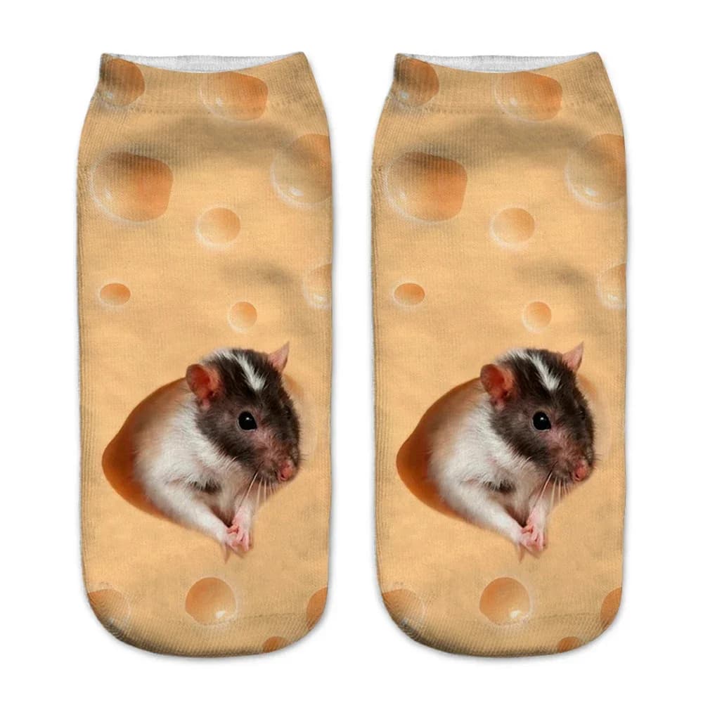 Calzini fitness animali divertenti e carini, totoro mouse stampato in 3D per donna