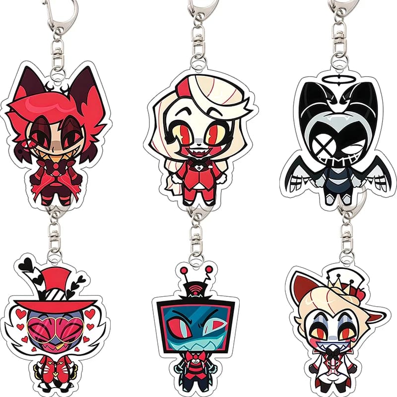 Alastor Valentino Hazbin Hotel Anime Cartoon Acrylic Keychain Wallet Pendant Daily Jewelry Dark Series Accessories Holiday Gifts