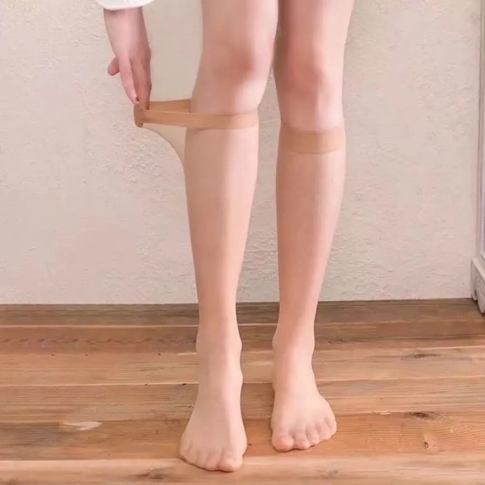 1 paio di calze lunghe da donna traspiranti anti-fric in nylon ultrasottile tinta unita che assorbono il sudore