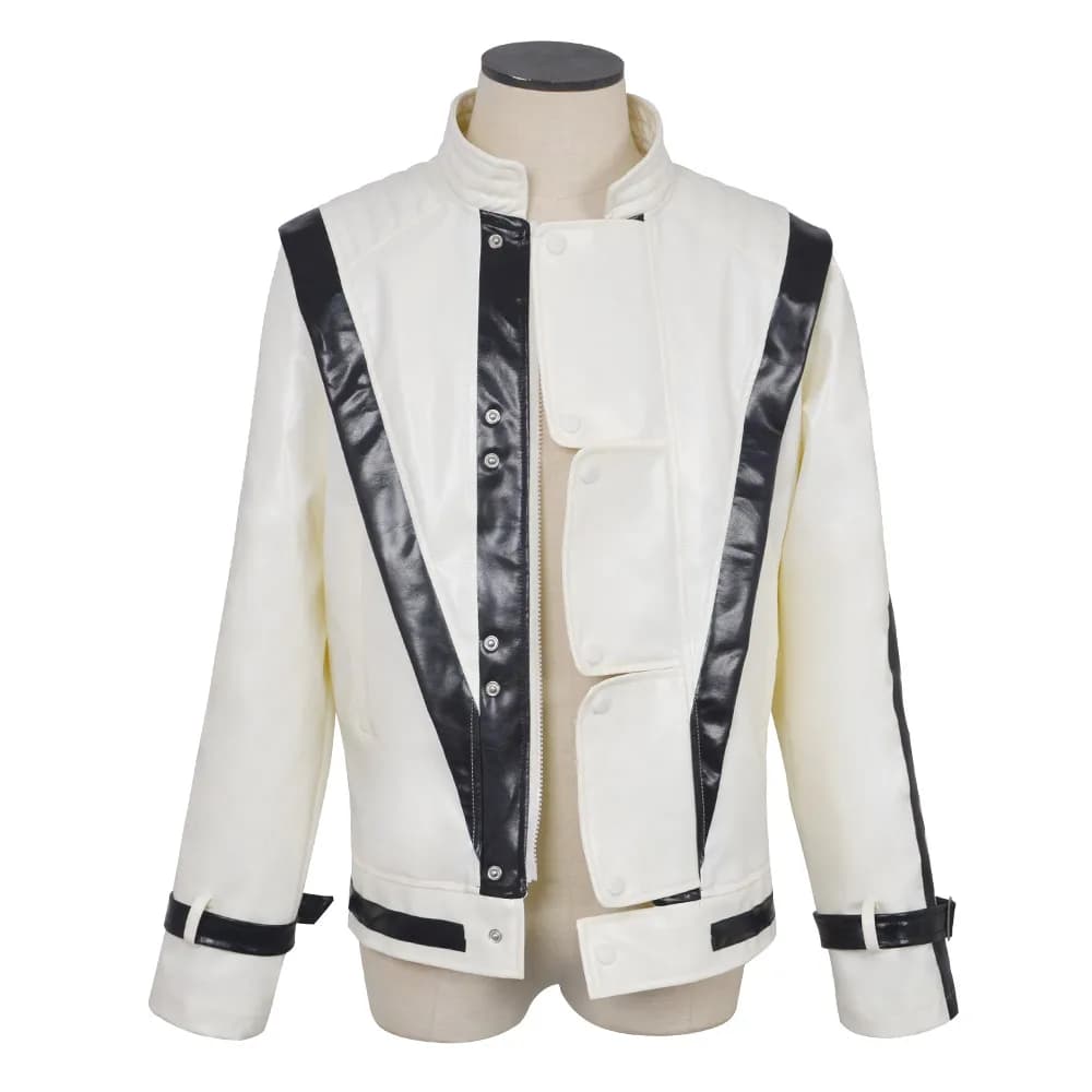 Nuovo Costume Spaventoso di Michael Jackson Thriller, Giacca in Pelle Bianca per Uomo, Costume di Halloween per Adulti
