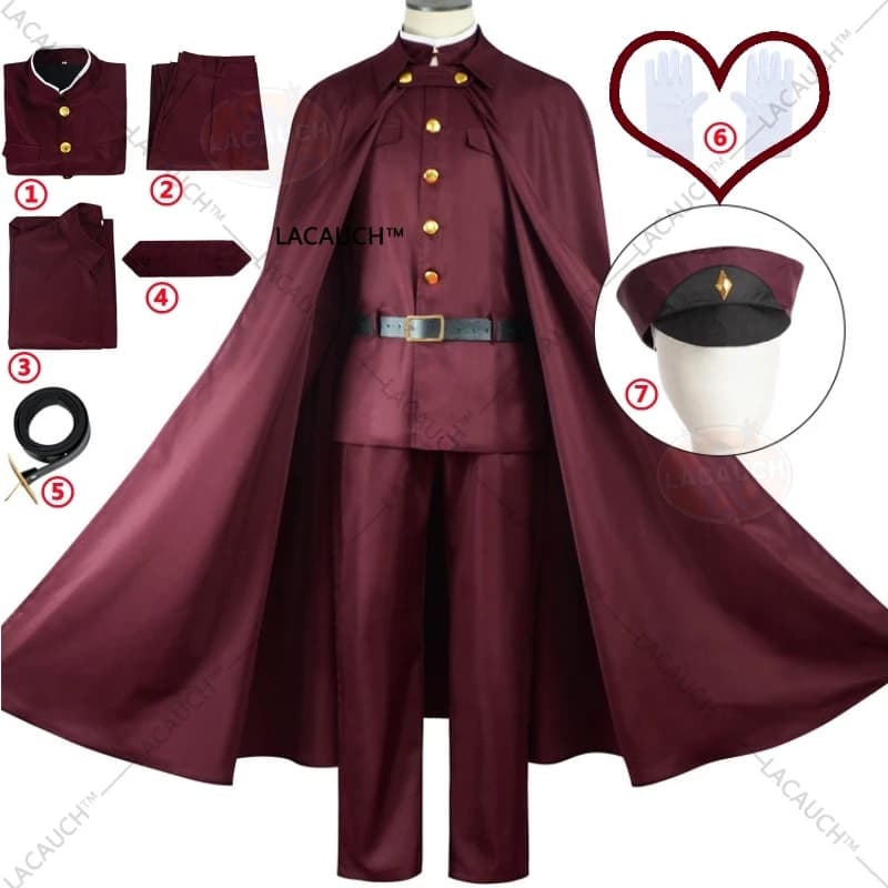 Nuovo Anime Tetchou Suehiro Teruko Oukura Costume Cosplay Bungo Stray Dogs Stagione 4 Cani da caccia Squadra Rosso Uniforme Cappello Guanti Mantello