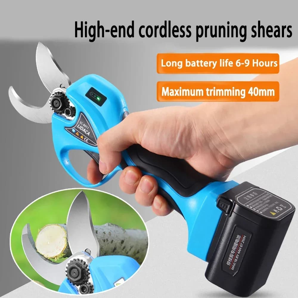 l 21V 40mm Cordless Pruner -ion Pruning Shear Efficient scissors Bonsai Tree Branches garden tools SC-8611/8611