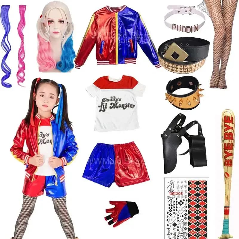 72th Anime Kids Quinns Jacket Pants Shirt Cosplay Gloves Girls Harlee Patterns Party Dresses Halloween Costume