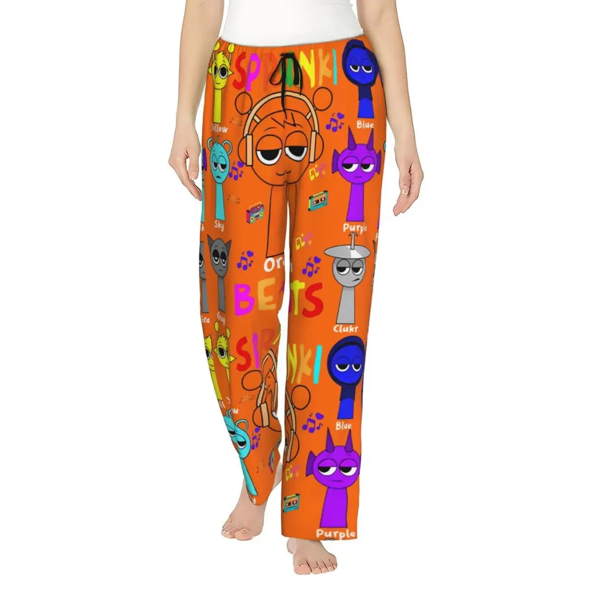 Sprunki Kid Gaming Girl's Loungewear pants Loose-Fit Pajama Pants Home Sleep Bottoms
