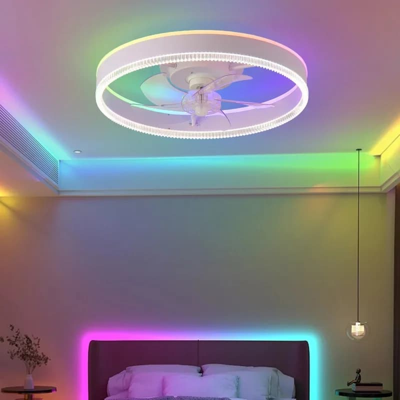 Ventilatore da soffitto con luce RGB LED luci dimmerabile a distanza soggiorno Decor camera da letto atmosfera lampada da soffitto ventilatore elettrico lampadario