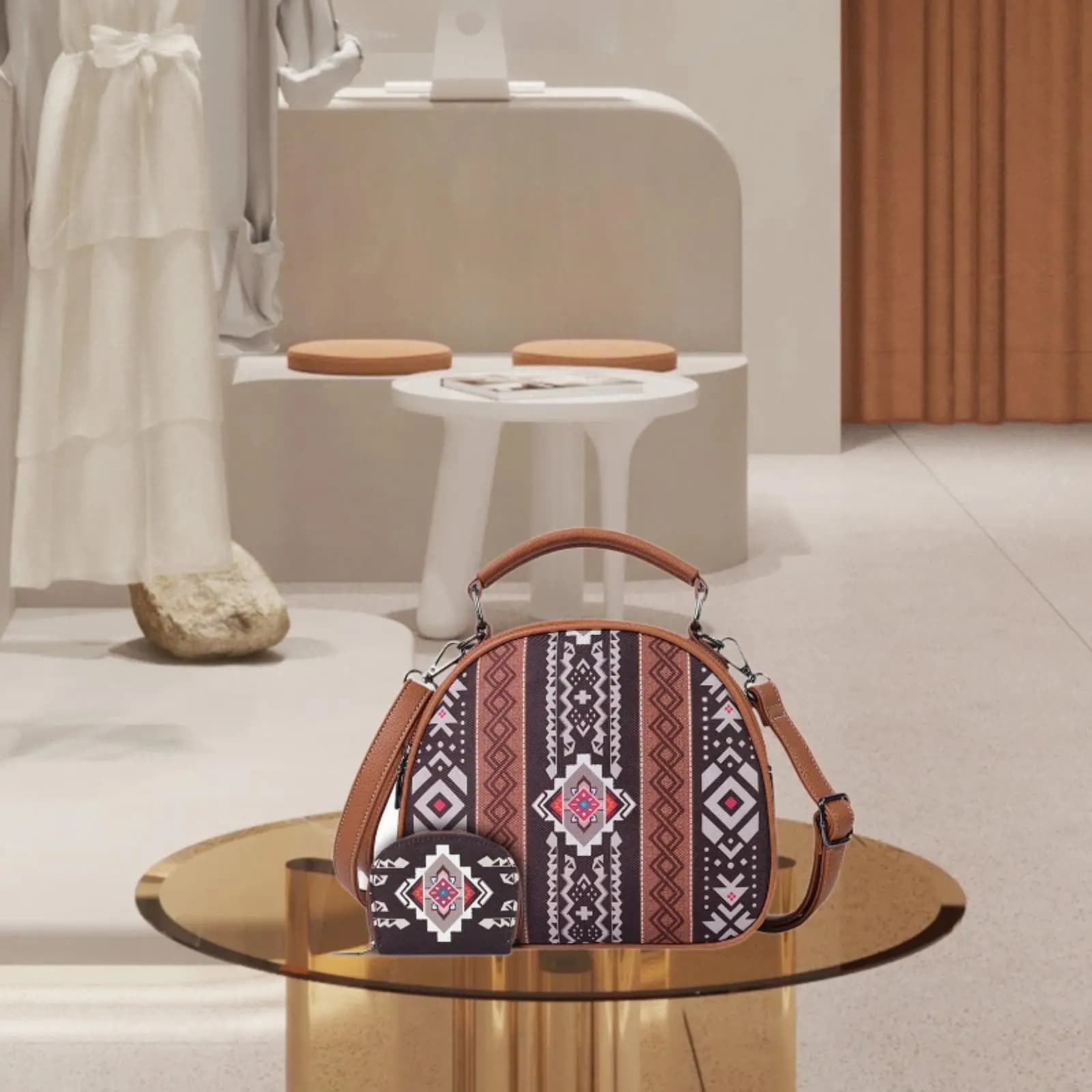 Boho Pattern Handbag for Women Canvas for Shopping Travel Party Office