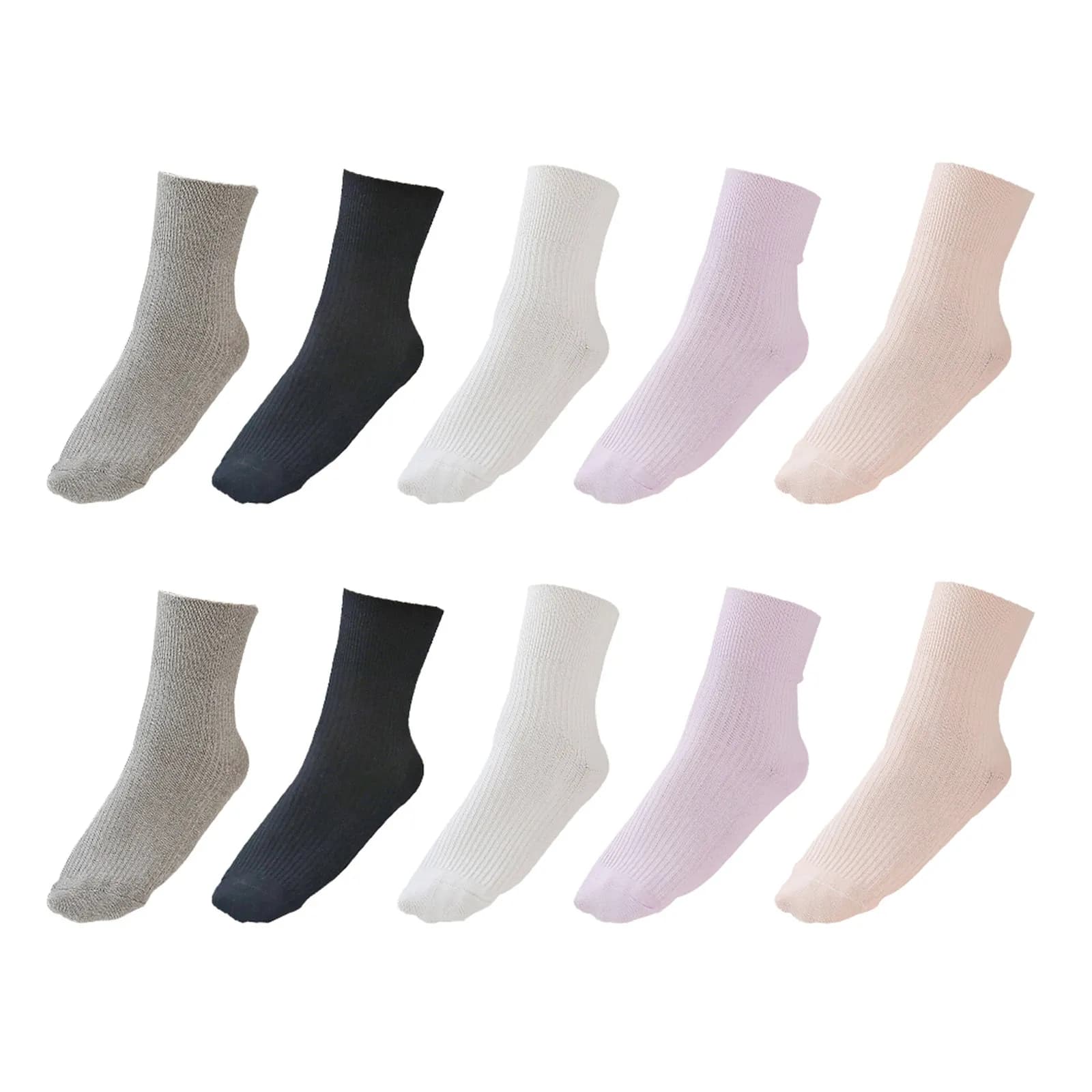5Pairs Women Diabetic Nursing Socks Warm Thickened Non-Binding Combed Cotton Socks for Elderly Pregnant Postpartum Maternity