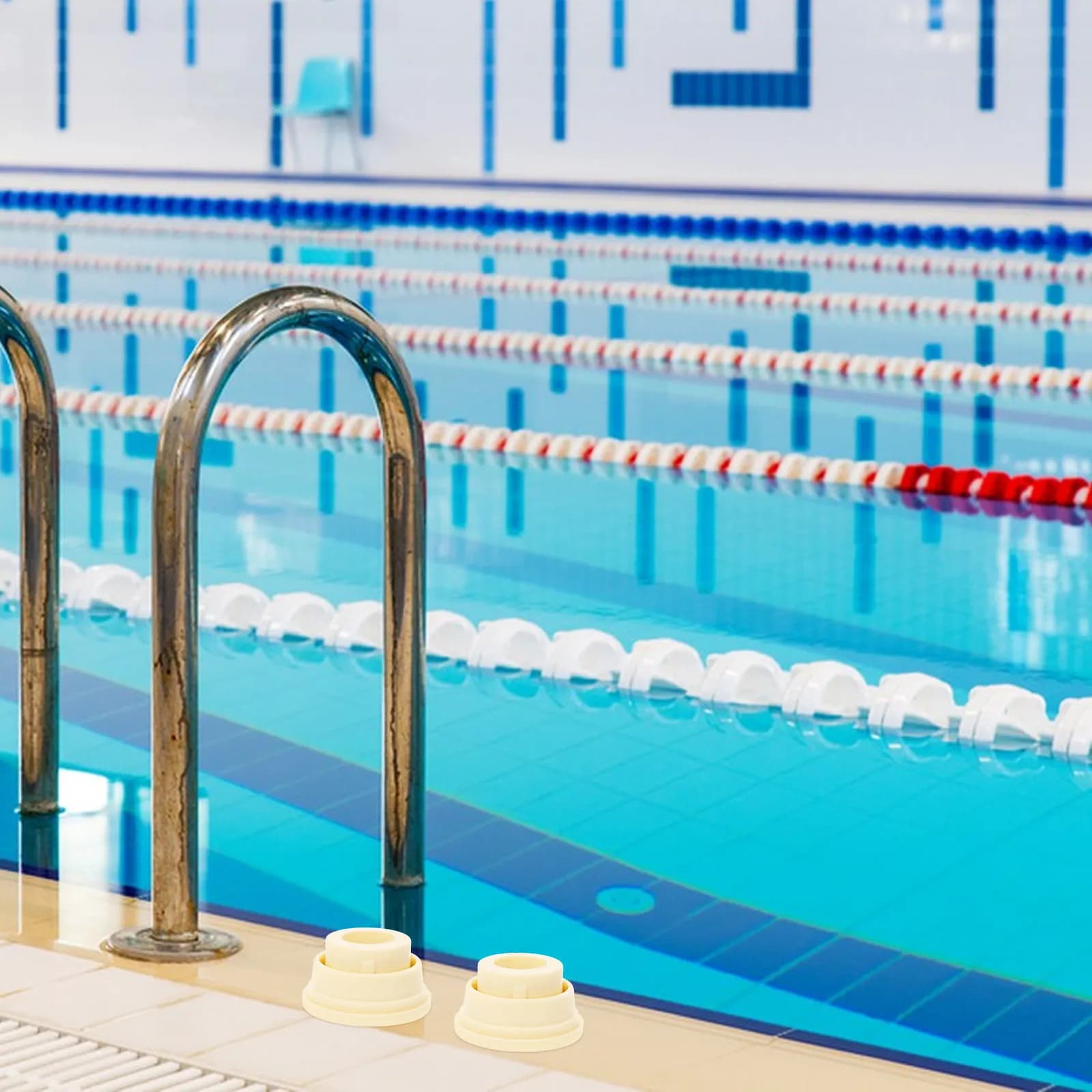 2 Pezzi Tappi in Gomma per Scaletta Piscina, Ricambi per Scaletta Piscina Interrata, Superficie Antiscivolo, Facile Manutenzione