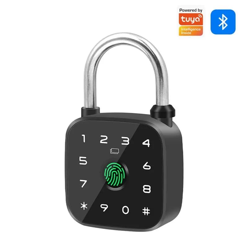 AFOURT-Tuya APP Fingerprint Password Bluetooth Smart Padlock Mini Waterproof Biometric Electric Lock For Locker Luggage Gym