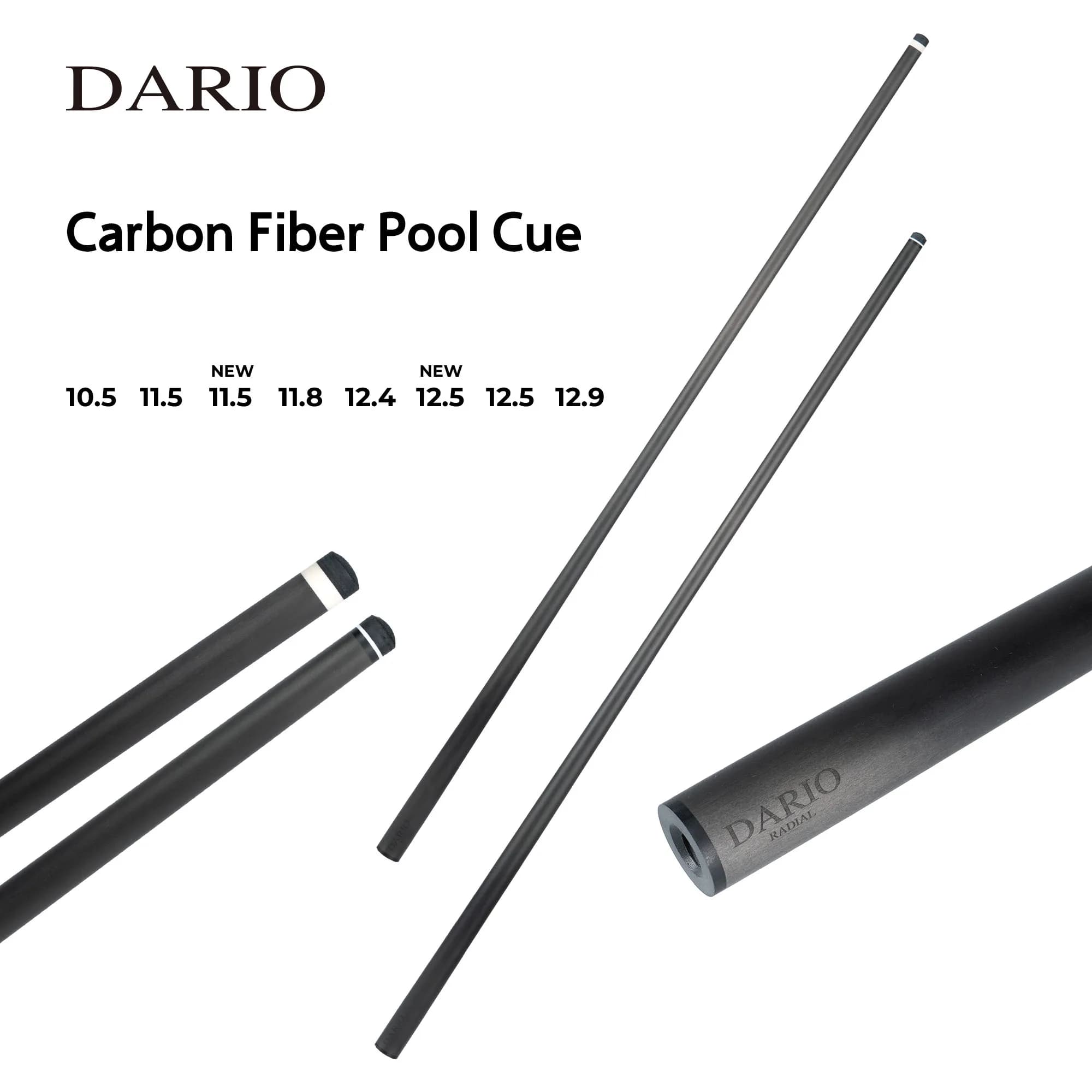DARIO Carbon Fiber Pool Shaft Pool Cues Durable Billiard Stick for Pool Table