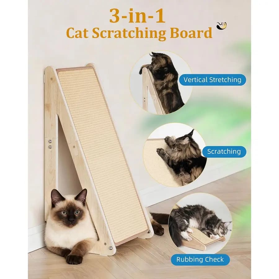 Rampa antigraffio per gatti in sisal per gatti di grandi dimensioni da interno, tiragraffi verticale, mobili per gatti in legno