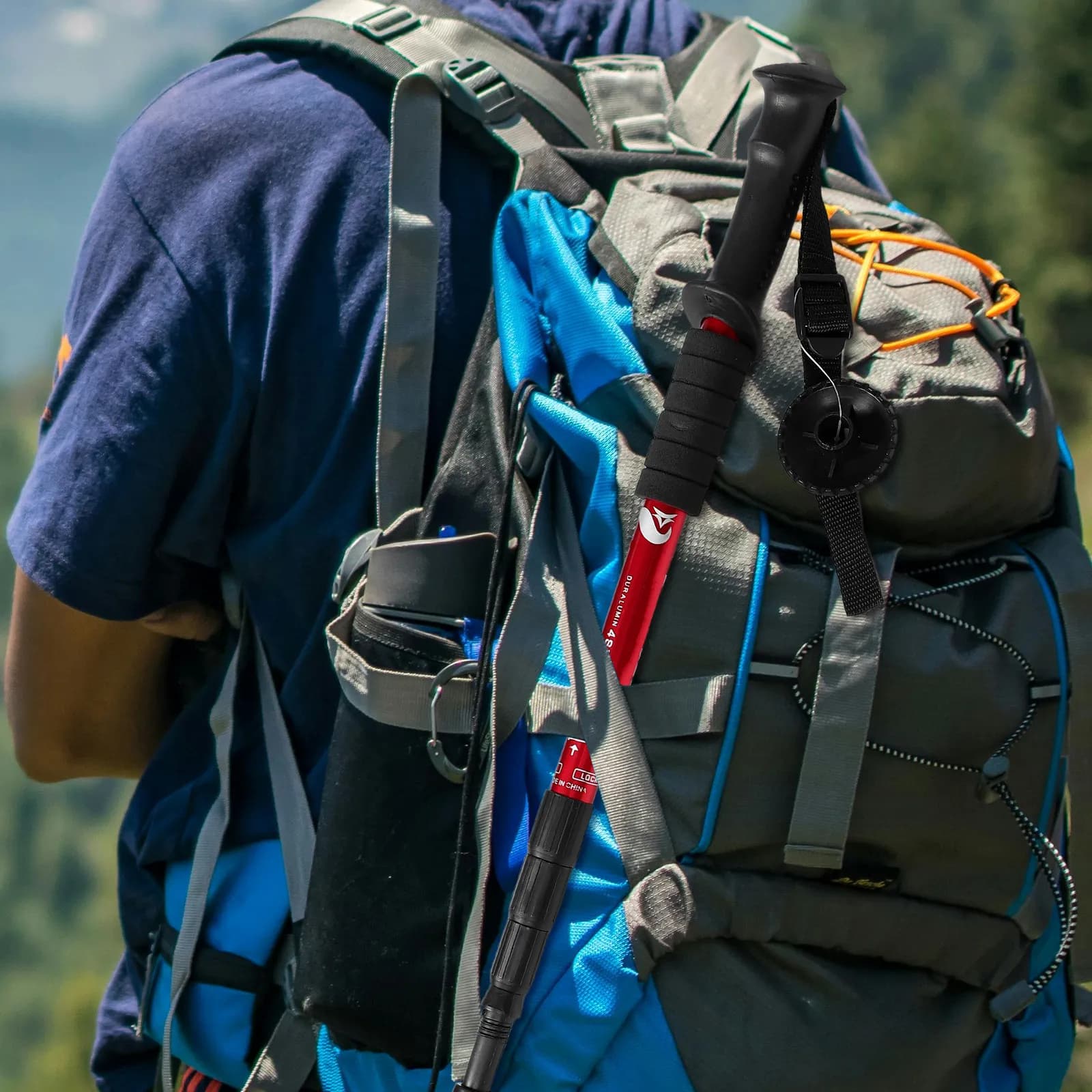 Bastoncini da Trekking Regolabili in Lega di Alluminio, Ammortizzanti e Leggeri, Bastoni Telescopici per Escursionismo e Anziani