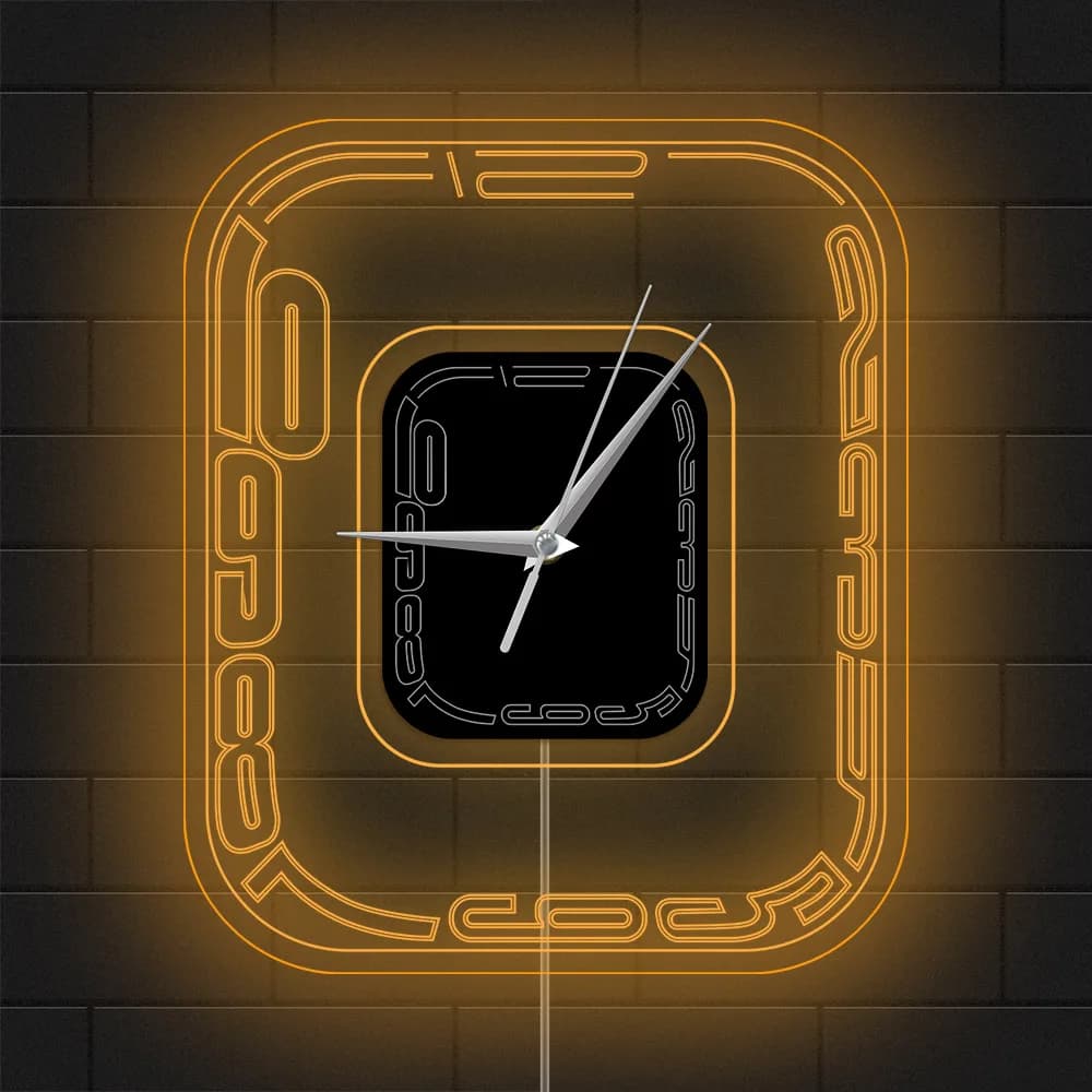 Rectangular wall clock with large numbers with LED backlight for living room, modern design, home decoration, bright wall clock