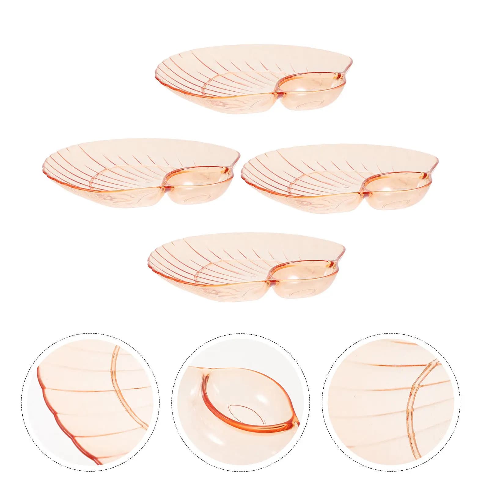 Set di 4 Piatti Portaoggetti a Forma di Conchiglia, Vassoio Multiuso per Frutta, Frutta Secca, Caramelle e Snack per Feste, Picnic e Scrivania