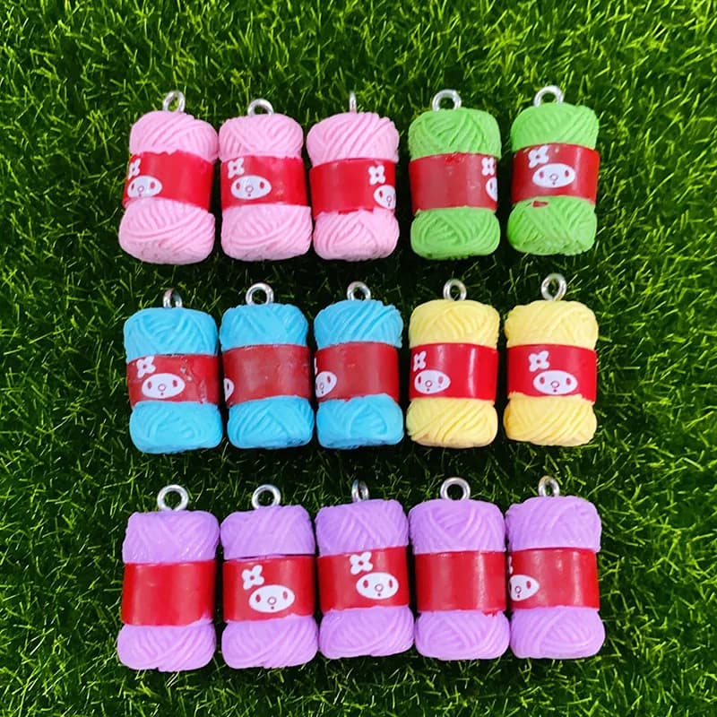 10 pz simpatico cartone animato mini maglia palla di lana pendenti in resina simulazione filato palla pendenti per orecchini portachiavi gioielli fai da te fare