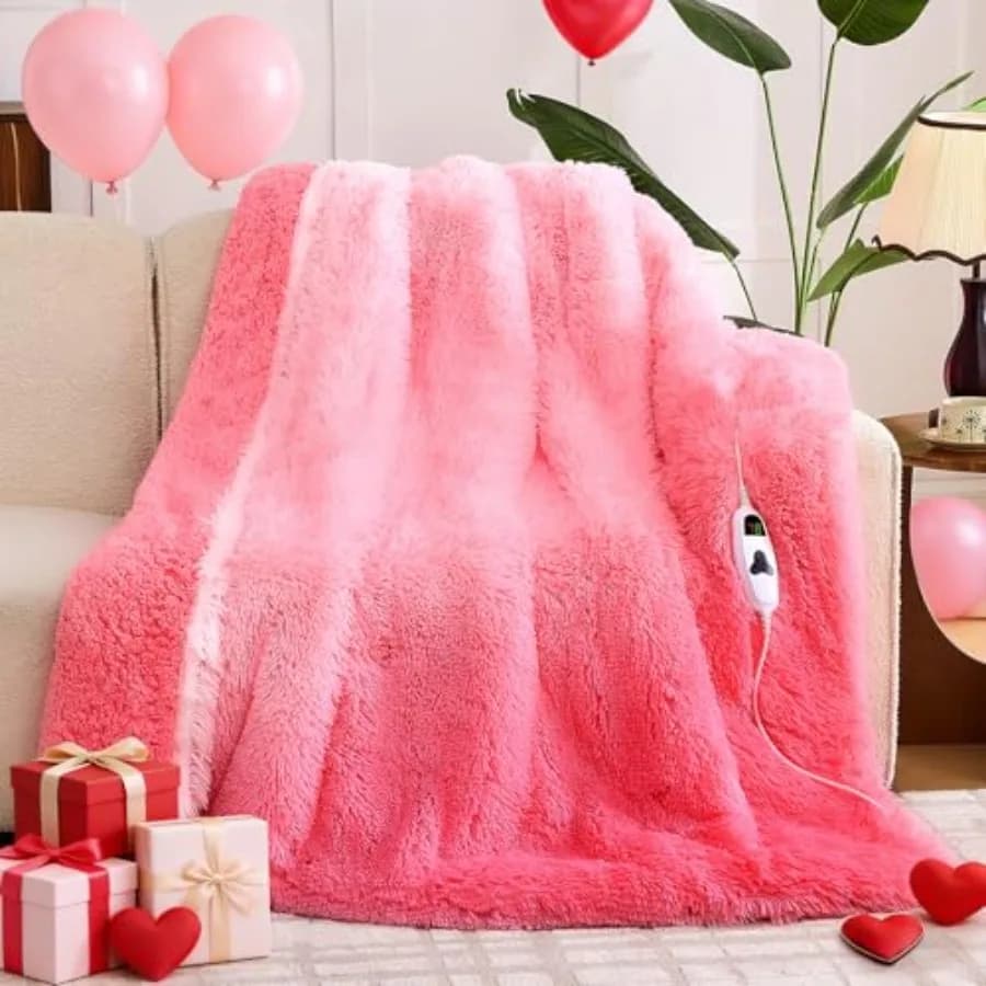 Coperta Elettrica Riscaldata TwinWarm, Regalo di Compleanno Invernale per Donne, Nonne, in Finta Pelliccia con Morbido Sherpa, 10 Impostazioni di Calore, 5 Timer