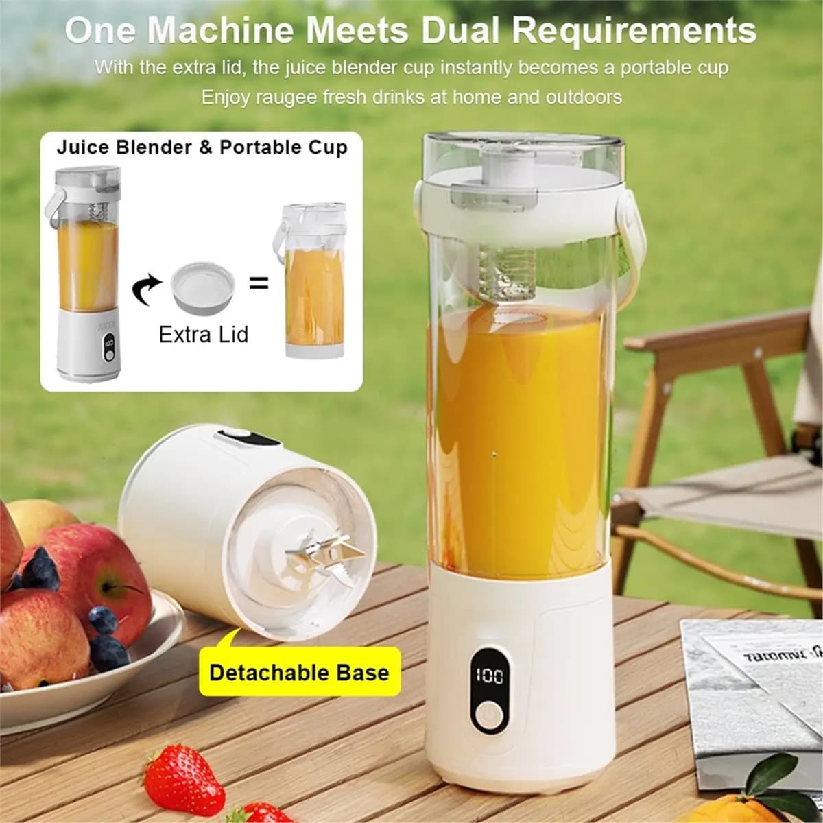 RECOMENDAR】Electric Blender Portable Juicer Cup USB Rechargeable Smoothie Blender Fruit Juicer Cup Outdoor Juicer Blender