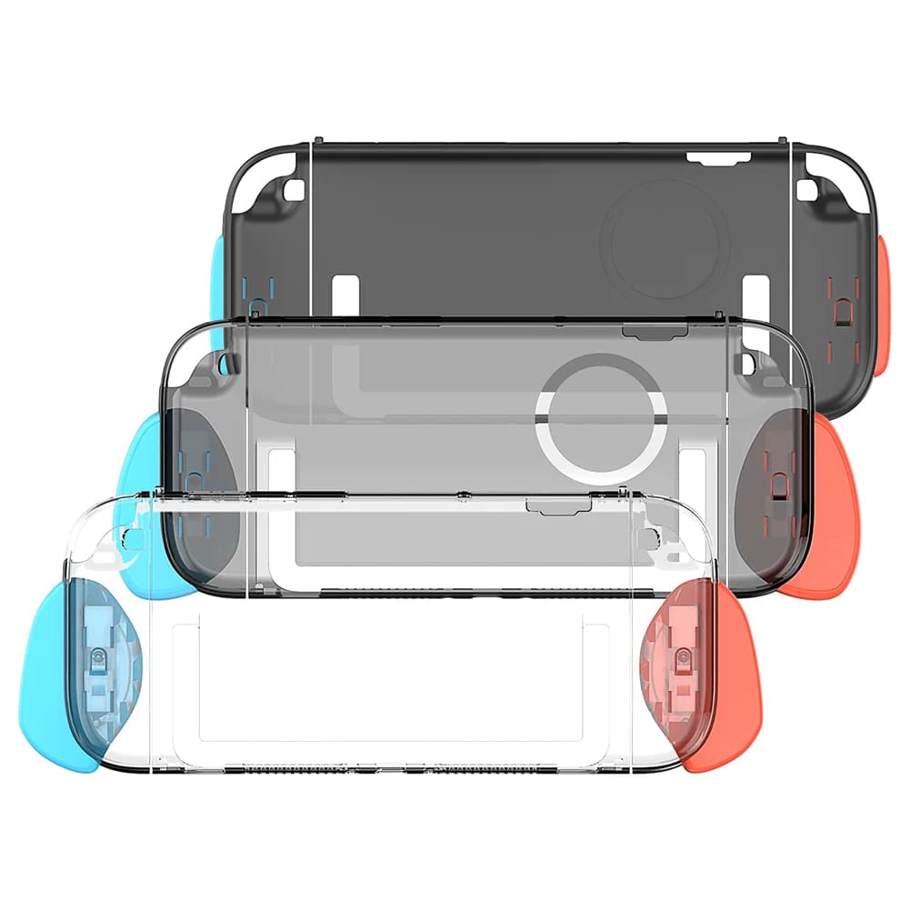 Custodia Protettiva Rigida in PC per Nintendo Switch 2 con Impugnatura Ergonomica Sostituibile, Guscio Divisibile Cristallino Dockabile per Accessori Switch2