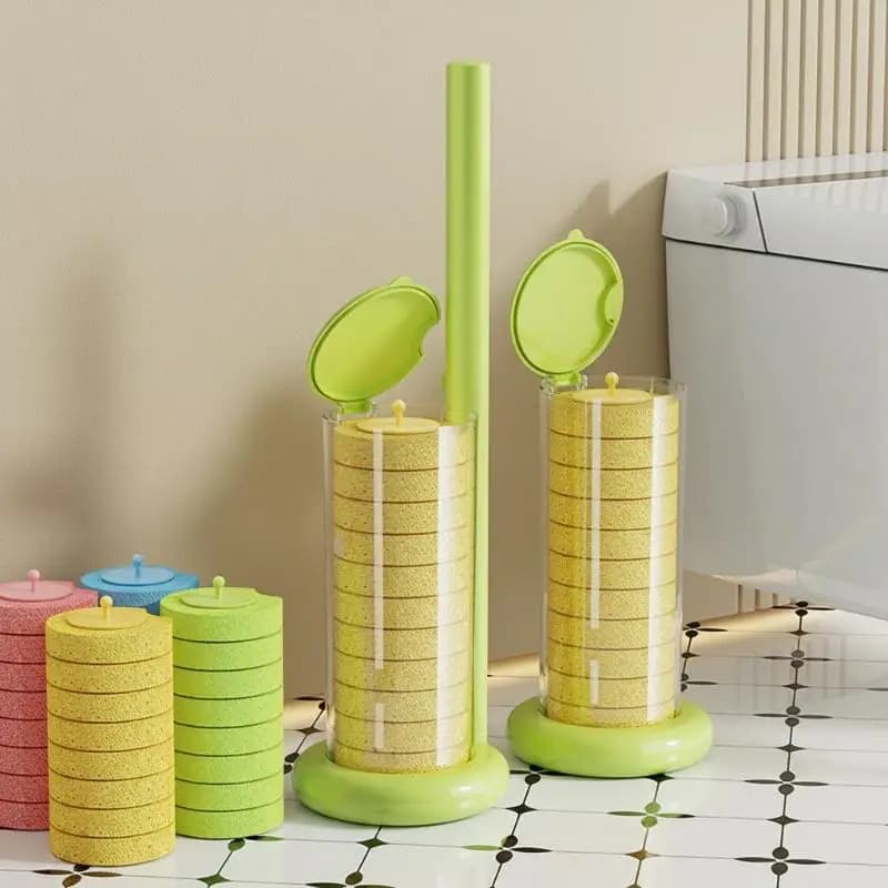 Eco-Friendly Disposable Toilet Brush Set for Bathroom with Hygienic Design and Dead-Spot-Free Application
