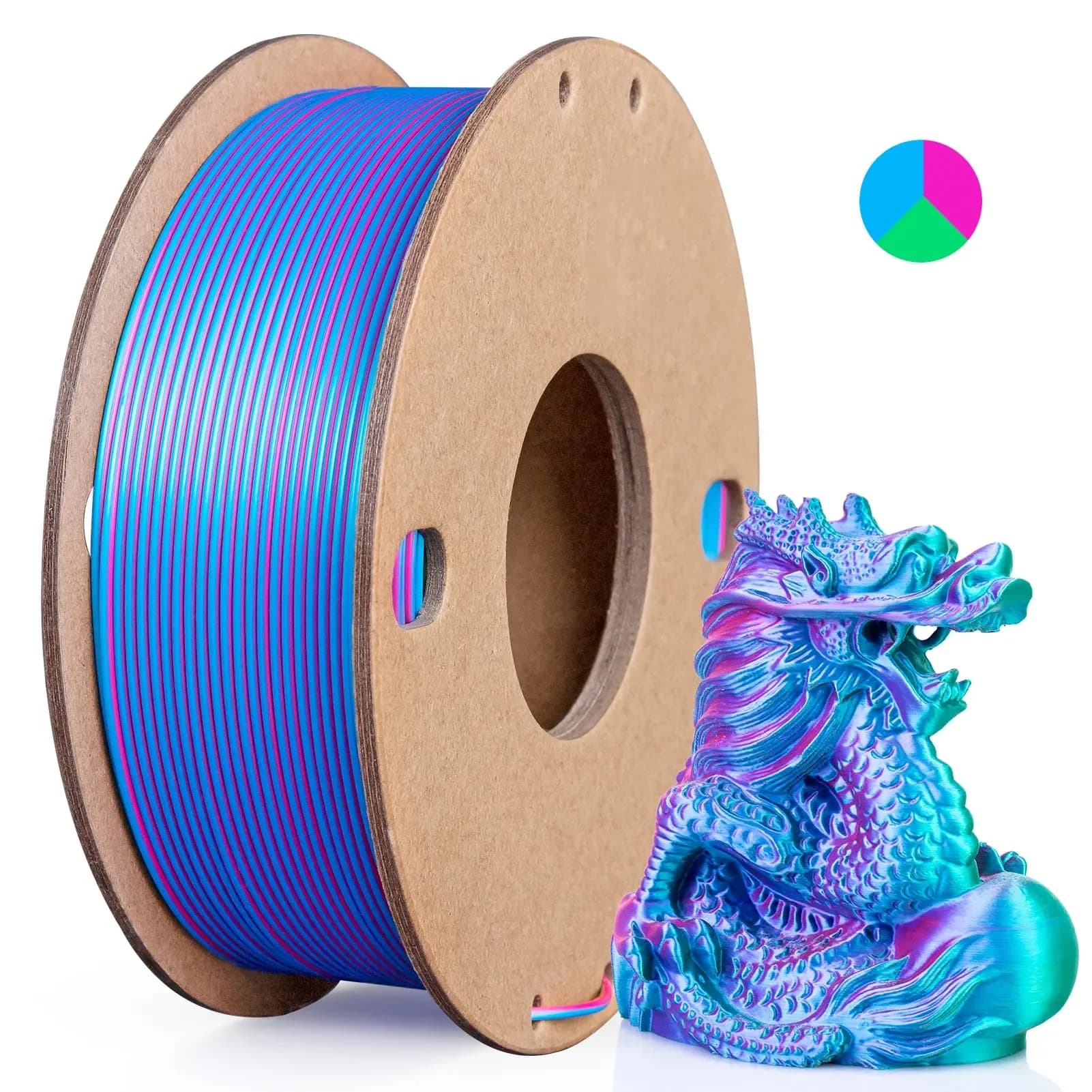 Multicolor 3D Printer Filament,Dual/Tri/Twist/Magic Color 1.75mm PLA Shiny Printing Filament,250g(0.55lbs) Fit FDM 3D Printer