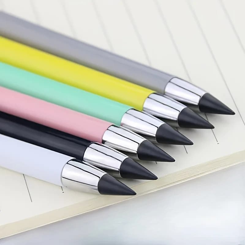 6pcs No Sharpening Everlasting Pencil with Eraser Macaron Color Durable Creative Pencil School Supplies