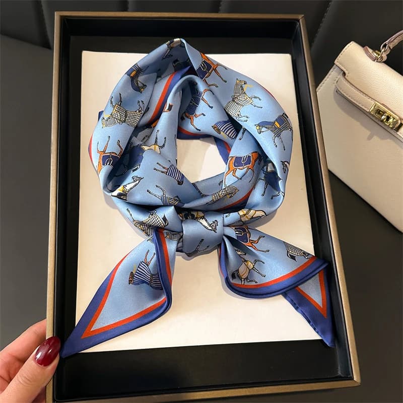 Nuova Tendenza Lusso Sciarpa da Donna con Design Cavallo, Sciarpa in Seta, Nastro per Manico Borsa, Nastro per Capelli e Polso per Donne e Ragazze