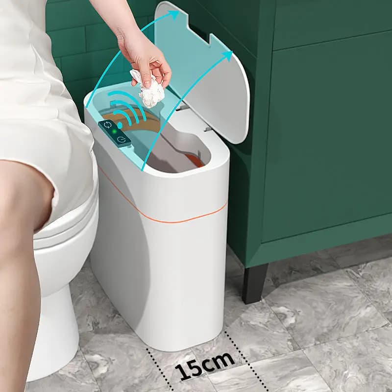 Bidone della spazzatura automatico intelligente Induttivo per la casa Versatile Nuovo soggiorno Luce di lusso WC elettrico WC Secchio sanitario