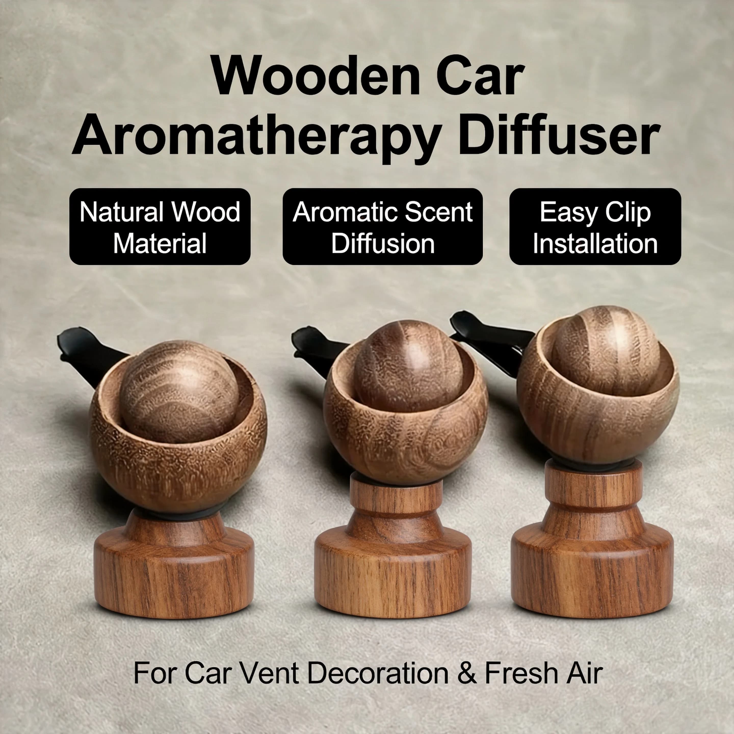 Diffusore di Oli Essenziali in Legno per Auto e Casa - Mini Diffusore di Aromi Naturali, Umidificatore Silenzioso per Camera da Letto e Soggiorno