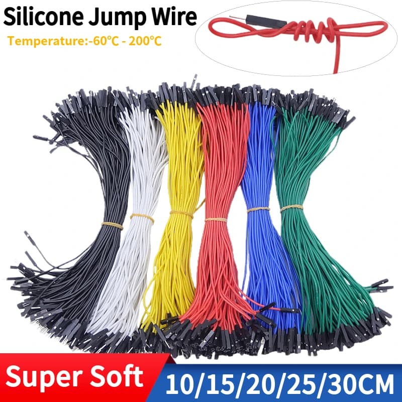 10/50pcs Super Soft Silicone Jumper Wire 1Pin Dupont Cable 26AWG Male Female Without Welding Flexible Line Connector for FAI DA TE Arduino