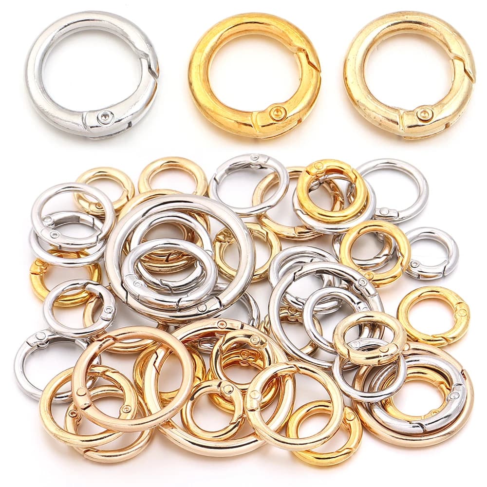 5-10Pcs/Lot Metal Spring Gate O Ring Bag Buckle Metal Clasp Carabiner Snap Hook Spring Keyring DIY Bag Luggage Jewelry Accessory
