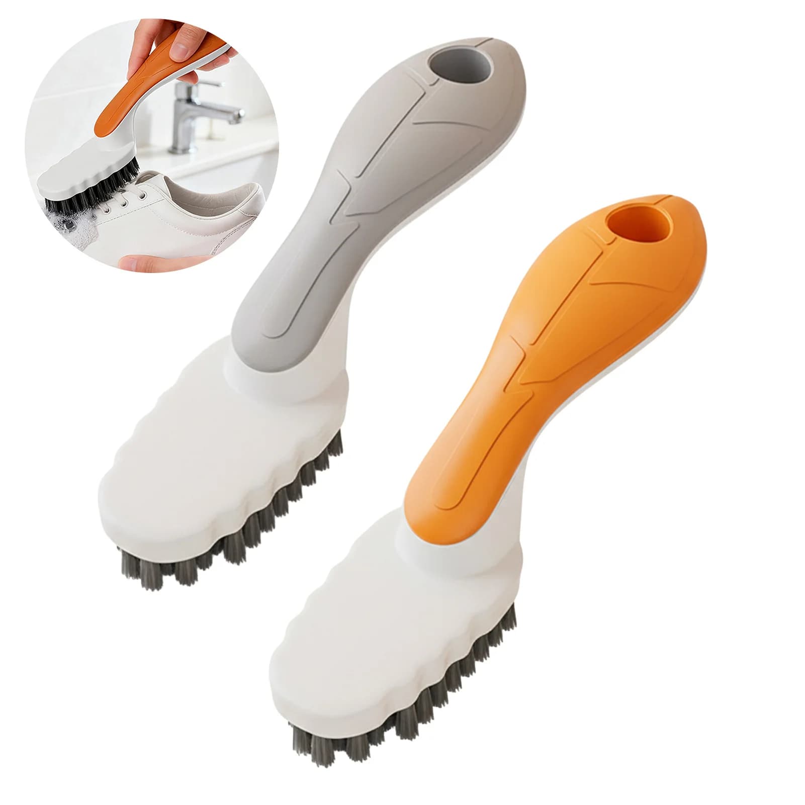 Spazzola Multiuso per Scarpe con Setole Morbide e Manico Lungo, Pulizia Delicata per Tutti i Tipi di Calzature, Spazzola per la Cura di Pelle e Tessuti
