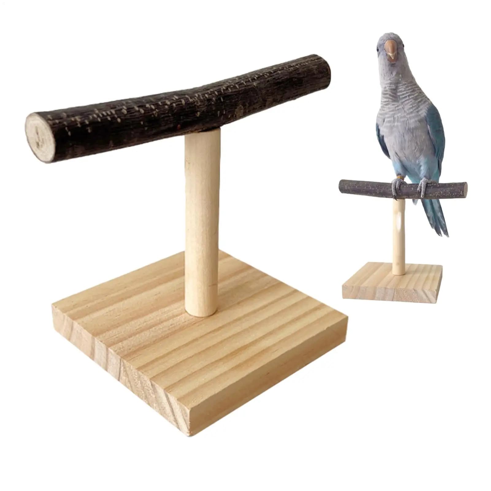 Wood Parrot T Perch Bird Perch Birdcage Stand Wooden Pet Bird Perch Bird Training Branch Rack For Tabletop Parrots Bird