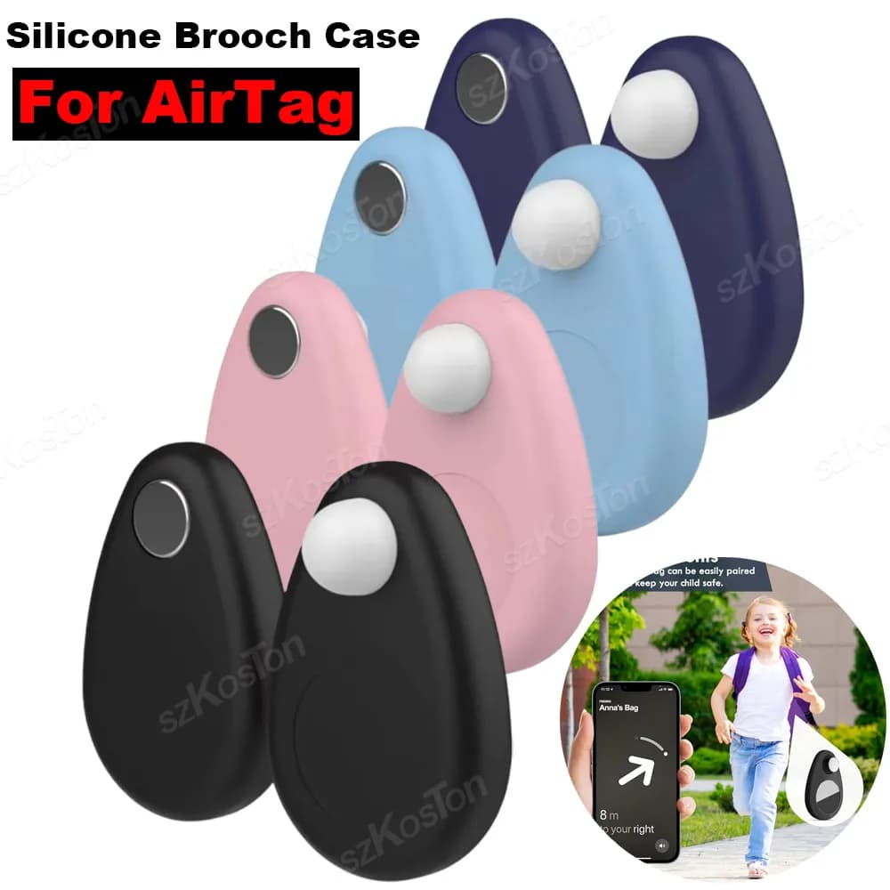 Per AirTag Custodia porta spilla in silicone per bambini Custodia anti-perdita GPS nascosta con perni per bambini Anziani Animali domestici Vestiti Bagagli