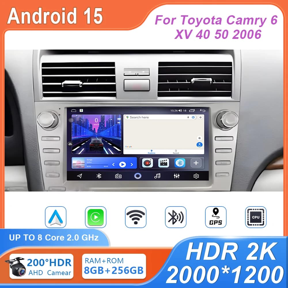 Right hand driver Car Radio Stereo Carplay For Toyota Camry 6 XV 40 50 2006 Multimedia Player 5G GPS Navigation High-performance